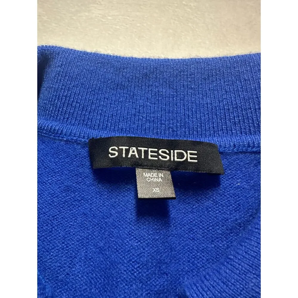 Stateside Johnny Collar Sweater in Club Blue Size XS Cashmere Wool Blend EUC